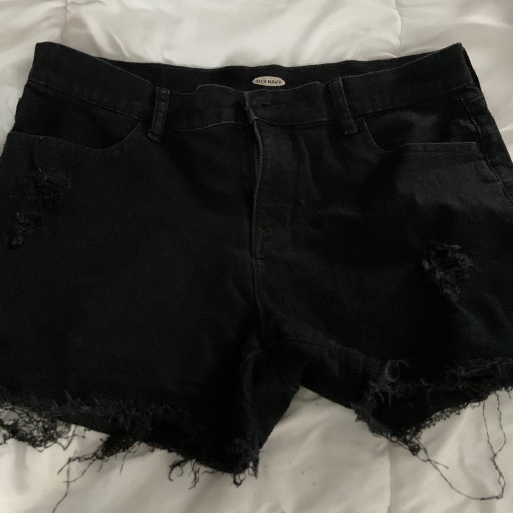 Black ripped Jean Shorts